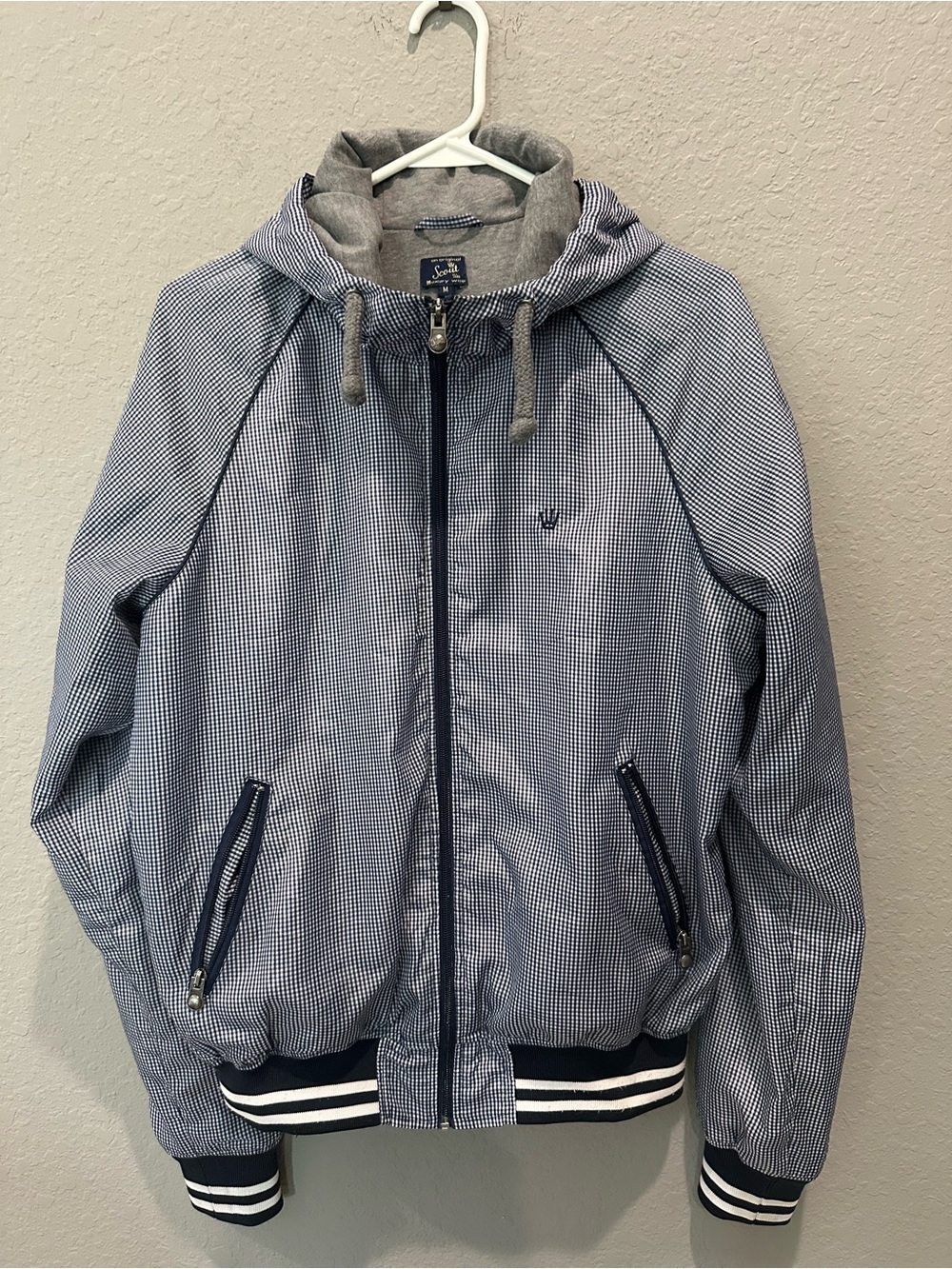 Scout Luxury Wear" gingham-checked windbreaker jacket Sz M
